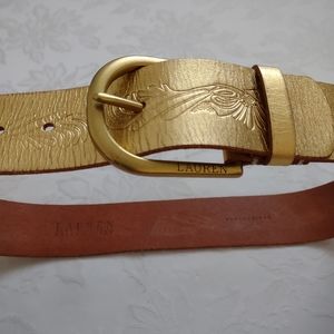 Ralph Lauren Italian leather metallic golden wide belt